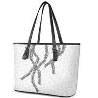 Hawaii Maile Lei Leather Tote Bag Aloha The Grey Color LT03 - Polynesian Pride
