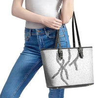 Hawaii Maile Lei Leather Tote Bag Aloha The Grey Color LT03 - Polynesian Pride
