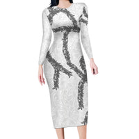 Hawaii Maile Lei Long Sleeve Bodycon Dress Aloha The Grey Color