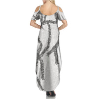 Hawaii Maile Lei Summer Maxi Dress Aloha The Grey Color LT03 - Polynesian Pride