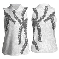 Hawaii Maile Lei Women Sleeveless Polo Shirt Aloha The Grey Color
