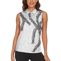 Hawaii Maile Lei Women Sleeveless Polo Shirt Aloha The Grey Color