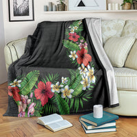 Hawaii Tropical Flowers and Leaves Blanket Tapa Pattern Colorful Mode LT03 Black - Polynesian Pride
