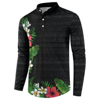 Hawaii Tropical Flowers and Leaves Button Sweatshirt Tapa Pattern Colorful Mode LT03 - Polynesian Pride