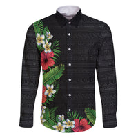 Hawaii Tropical Flowers and Leaves Family Matching Summer Maxi Dress and Hawaiian Shirt Tapa Pattern Colorful Mode