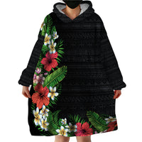 Hawaii Tropical Flowers and Leaves Wearable Blanket Hoodie Tapa Pattern Colorful Mode LT03 - Polynesian Pride