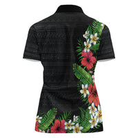 Hawaii Tropical Flowers and Leaves Women Polo Shirt Tapa Pattern Colorful Mode