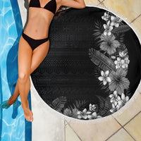 Hawaii Tropical Flowers and Leaves Beach Blanket Tapa Pattern Grayscale Mode LT03 - Polynesian Pride