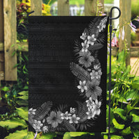 Hawaii Tropical Flowers and Leaves Garden Flag Tapa Pattern Grayscale Mode LT03 Garden Flag Grayscale - Polynesian Pride