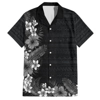 Hawaii Tropical Flowers and Leaves Hawaiian Shirt Tapa Pattern Grayscale Mode LT03 Grayscale - Polynesian Pride