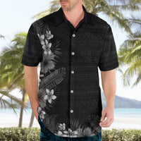 Hawaii Tropical Flowers and Leaves Hawaiian Shirt Tapa Pattern Grayscale Mode LT03 - Polynesian Pride