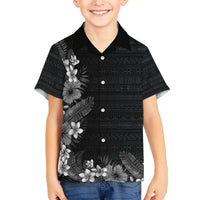 Hawaii Tropical Flowers and Leaves Hawaiian Shirt Tapa Pattern Grayscale Mode LT03 - Polynesian Pride