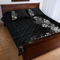 Hawaii Tropical Flowers and Leaves Quilt Bed Set Tapa Pattern Grayscale Mode LT03 - Polynesian Pride