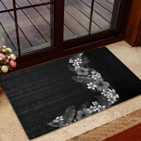 Hawaii Tropical Flowers and Leaves Rubber Doormat Tapa Pattern Grayscale Mode LT03 - Polynesian Pride