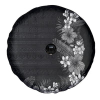 Hawaii Tropical Flowers and Leaves Spare Tire Cover Tapa Pattern Grayscale Mode LT03 - Polynesian Pride