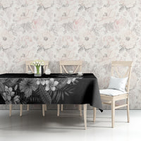 Hawaii Tropical Flowers and Leaves Tablecloth Tapa Pattern Grayscale Mode LT03 - Polynesian Pride