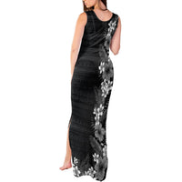 Hawaii Tropical Flowers and Leaves Tank Maxi Dress Tapa Pattern Grayscale Mode LT03 - Polynesian Pride
