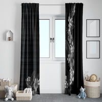 Hawaii Tropical Flowers and Leaves Window Curtain Tapa Pattern Grayscale Mode LT03 - Polynesian Pride