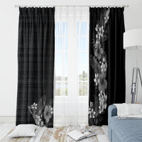 Hawaii Tropical Flowers and Leaves Window Curtain Tapa Pattern Grayscale Mode LT03 - Polynesian Pride