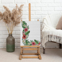 Hawaii Tropical Flowers and Leaves Canvas Wall Art Tapa Pattern White Mode LT03 - Polynesian Pride