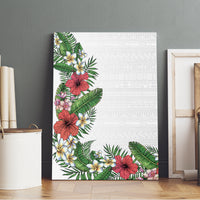 Hawaii Tropical Flowers and Leaves Canvas Wall Art Tapa Pattern White Mode LT03 - Polynesian Pride