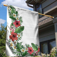 Hawaii Tropical Flowers and Leaves Garden Flag Tapa Pattern White Mode LT03 - Polynesian Pride