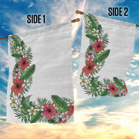 Hawaii Tropical Flowers and Leaves Garden Flag Tapa Pattern White Mode LT03 - Polynesian Pride