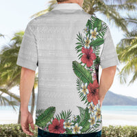Hawaii Tropical Flowers and Leaves Hawaiian Shirt Tapa Pattern White Mode LT03 - Polynesian Pride