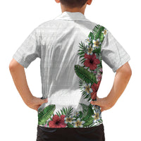Hawaii Tropical Flowers and Leaves Hawaiian Shirt Tapa Pattern White Mode LT03 - Polynesian Pride