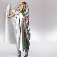 Hawaii Tropical Flowers and Leaves Hooded Blanket Tapa Pattern White Mode LT03 - Polynesian Pride
