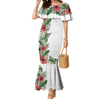Hawaii Tropical Flowers and Leaves Mermaid Dress Tapa Pattern White Mode LT03 Women White - Polynesian Pride