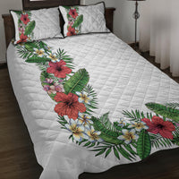 Hawaii Tropical Flowers and Leaves Quilt Bed Set Tapa Pattern White Mode LT03 White - Polynesian Pride