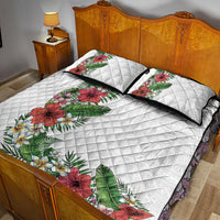Hawaii Tropical Flowers and Leaves Quilt Bed Set Tapa Pattern White Mode LT03 - Polynesian Pride