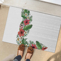 Hawaii Tropical Flowers and Leaves Rubber Doormat Tapa Pattern White Mode LT03 - Polynesian Pride