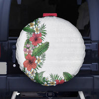 Hawaii Tropical Flowers and Leaves Spare Tire Cover Tapa Pattern White Mode LT03 - Polynesian Pride