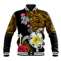Hawaii Turtle and Tropical Flower Baseball Jacket Polynesian Pattern LT03 Unisex Black - Polynesian Pride