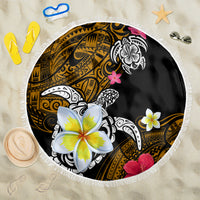 Hawaii Turtle and Tropical Flower Beach Blanket Polynesian Pattern LT03 One Size 150cm Black - Polynesian Pride