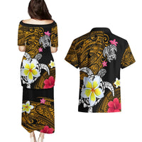 Hawaii Turtle and Tropical Flower Couples Matching Puletasi and Hawaiian Shirt Polynesian Pattern LT03 - Polynesian Pride