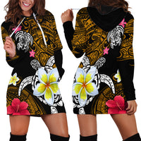 Hawaii Turtle and Tropical Flower Hoodie Dress Polynesian Pattern LT03 - Polynesian Pride