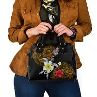 Hawaii Turtle and Tropical Flower Shoulder Handbag Polynesian Pattern