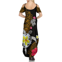 Hawaii Turtle and Tropical Flower Summer Maxi Dress Polynesian Pattern LT03 - Polynesian Pride