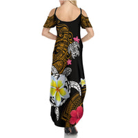 Hawaii Turtle and Tropical Flower Summer Maxi Dress Polynesian Pattern LT03 - Polynesian Pride