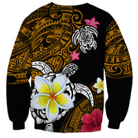 Hawaii Turtle and Tropical Flower Sweatshirt Polynesian Pattern LT03 - Polynesian Pride