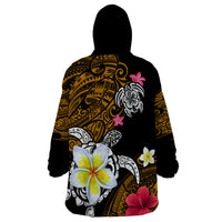 Hawaii Turtle and Tropical Flower Wearable Blanket Hoodie Polynesian Pattern LT03 - Polynesian Pride