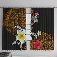Hawaii Turtle and Tropical Flower Window Curtain Polynesian Pattern LT03 With Hooks Black - Polynesian Pride