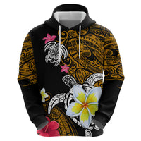 Hawaii Turtle and Tropical Flower Zip Hoodie Polynesian Pattern