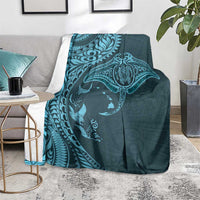 Hawaiian Manta Ray and Polynesian Tribal Tattoo Blanket Turquoise Color LT03 - Polynesian Pride