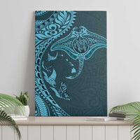 Hawaiian Manta Ray and Polynesian Tribal Tattoo Canvas Wall Art Turquoise Color LT03 - Polynesian Pride