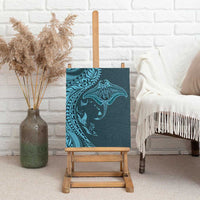Hawaiian Manta Ray and Polynesian Tribal Tattoo Canvas Wall Art Turquoise Color LT03 - Polynesian Pride