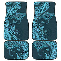 Hawaiian Manta Ray and Polynesian Tribal Tattoo Car Mats Turquoise Color LT03